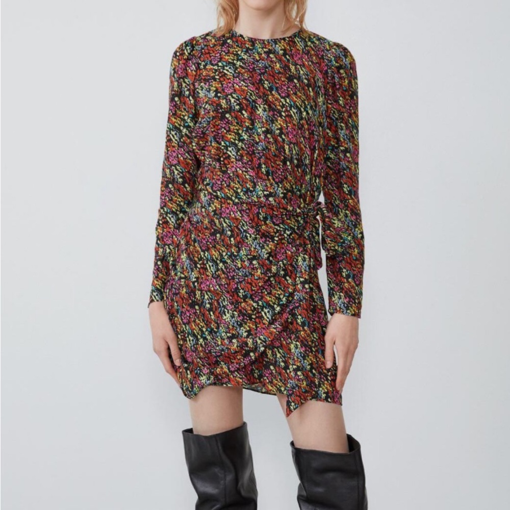 NWT Zara Multicolor Patterned Wrap Skirt Dress